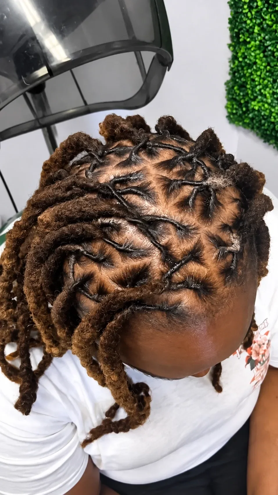 Finished loc style with warm brown sections